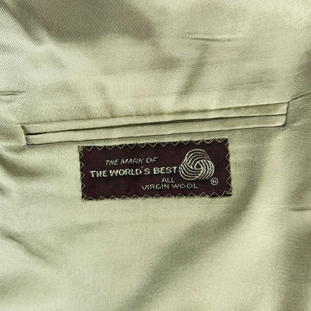 VTG Nordstrom Mens Tan Virgin Wool Blazer Sport Coat Union Made USA Beige 42R